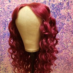 Center Part Burgundy Wig